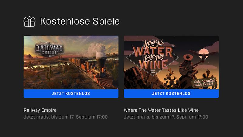 Railway Empire und Where The Water Tastes Like Wine kostenlos bei Epic Games