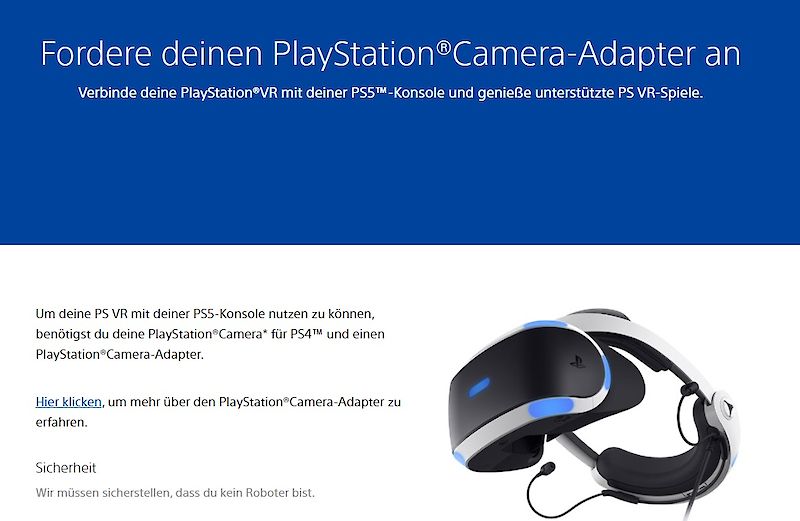 Achtung PSVR Besitzer! Der kostenlose PlayStation®Camera-Adapter für PS5 ist jetzt bestellbar