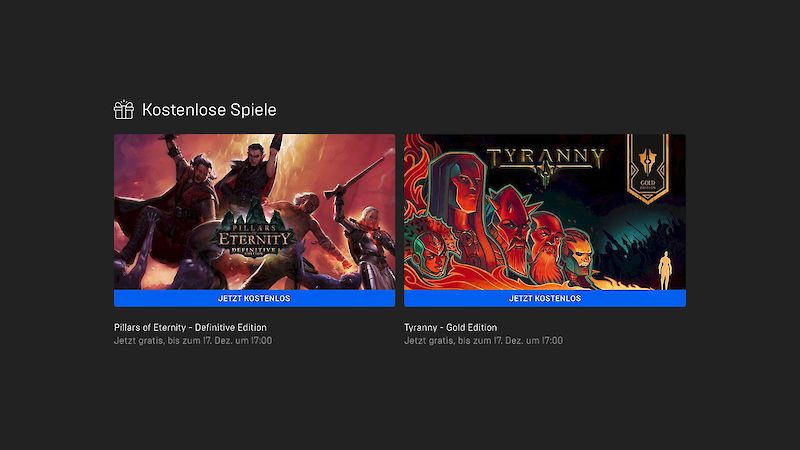 Pillars of Eternity und Tyranny sind aktuell kostenlos im Epic games Store