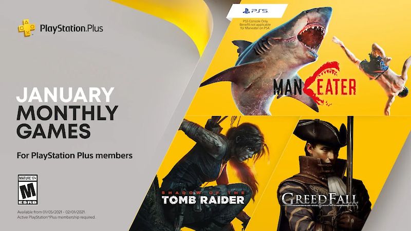 Maneater, Shadow of the Tomb Raider und Greedfall kommen im Januar ins PS Plus