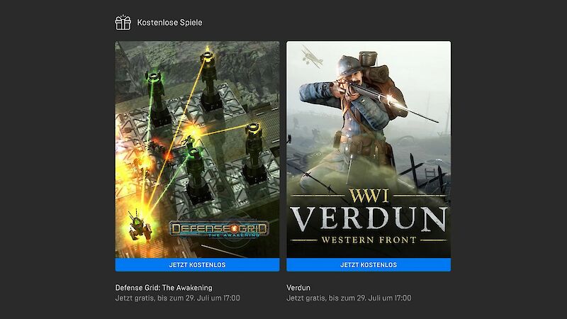 Defense Grid: The Awakening und Verdun kostenlos im Epic Games Store