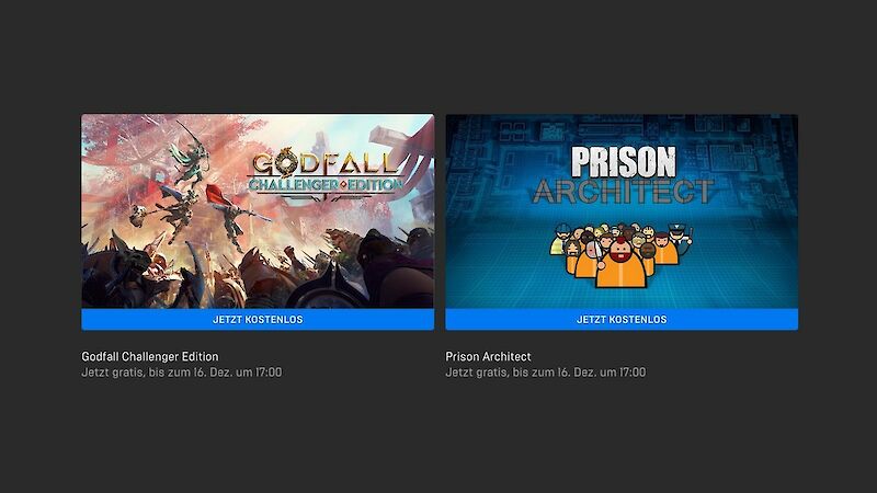 Godfall Challenger Edition und Prison Architect kostenlos im Epic Games Store