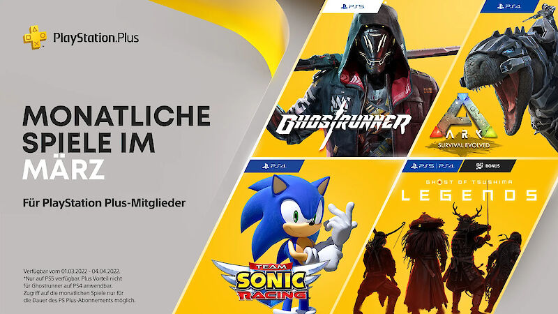 Im März 2022 gibt es diesmal sogar 4 Spiele kostenlos im PS Plus
